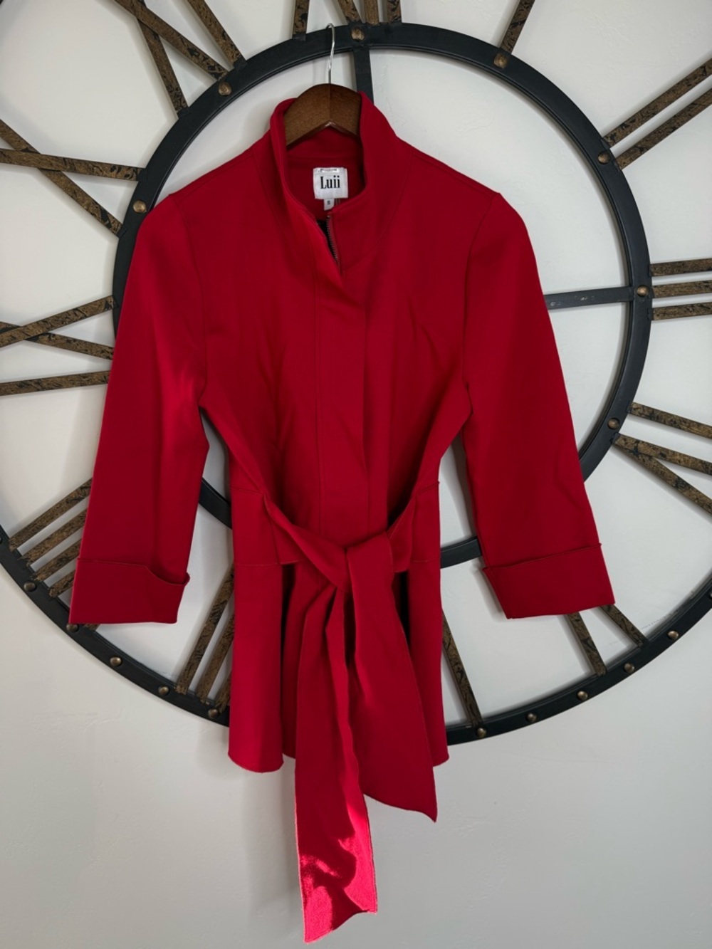 Luii Anthropologie Red Shirt Jacket with Belt